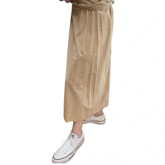 RONA New York camel faux-suede 2-piece set – wrap shawl-collar top + midi skirt - Picture 4 of 10